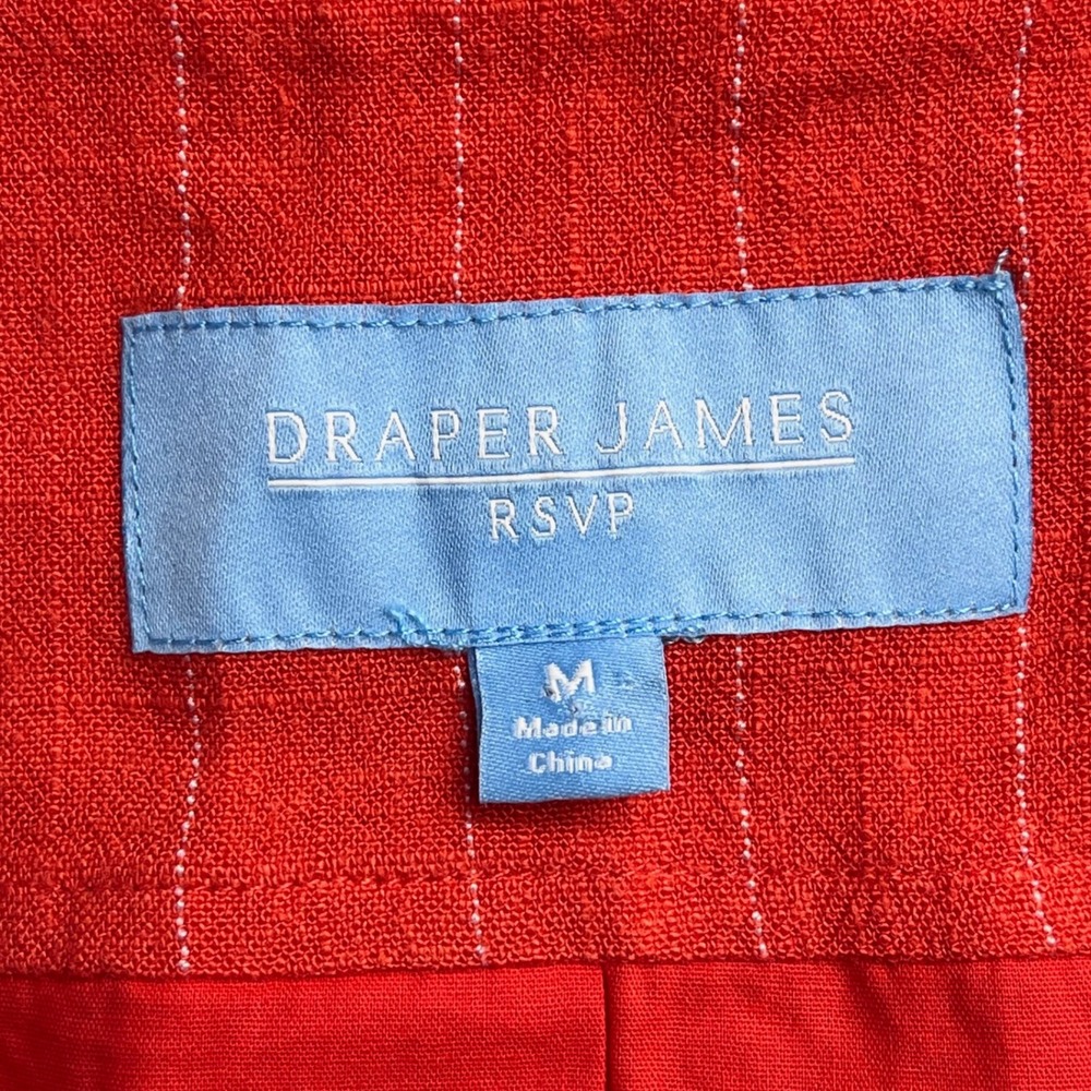 Draper James Women Vest and Shorts Set Rayon Linen Red Pinstripe Medium Preppy - Picture 5 of 12